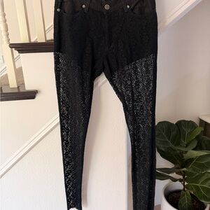 Ksubi Black Lace-Overlay Skinny Pants